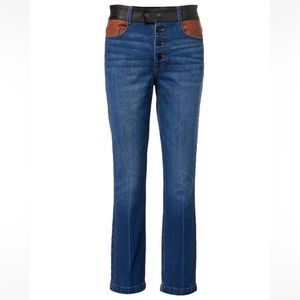 Frame Le Sylvie Slender Straight - Denim Leather Block